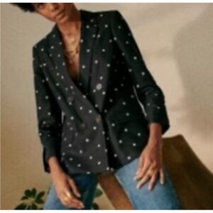 Sezane Christie Jacket Black Polka Dots/ Ecru - Size 2